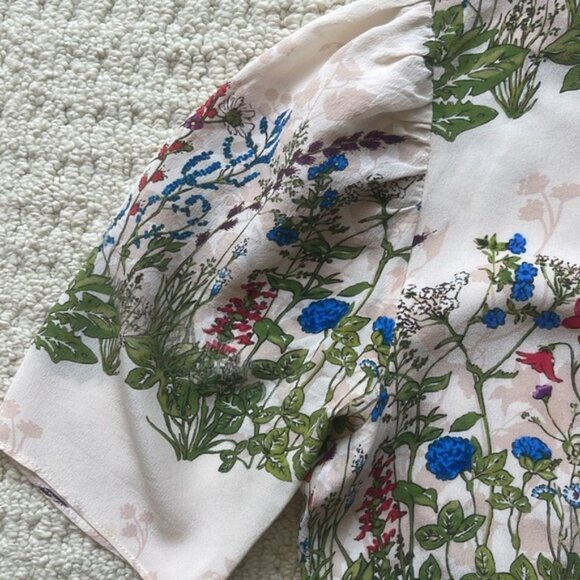 Maje Riviere Floral-Print Silk Crepe De Chine Mini Dress Size EU 36 - Picture 3 of 16